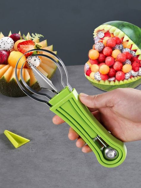 Green Collar Plastic Embellished Kitchen & Dining Watermelon Knife, Fruit Carving Tools, Melon Baller, Fruit And Vegetable Carving, Fruit Peeler, Vegetable Carving, Charcuterie And Cheese Board, Fruit Carving, Easy Food Art