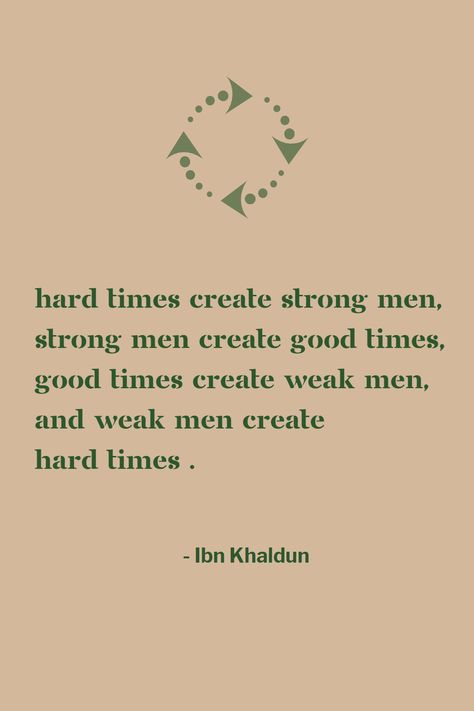 Ibn Khaldun Quotes, Tough Times Create Strong Men, Hard Times Create Strong Men Quote, Hard Times Quote, Weak Men Quotes, Strong Man Quotes, Nice Sentences, Ibn Khaldun, Strong Men