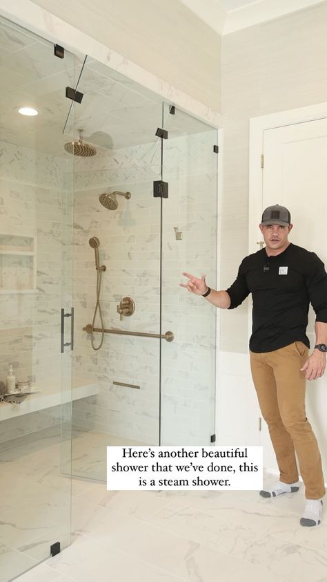 killowenconstruction on Instagram: Curbless showers, almost a standard now, especially in the primary bathroom. Not only does it provide a seamless, spa-like appearance, they… Dream Home Bathroom, Spa Master Bath, Bathroom Renovation Shower, Curbless Showers, Master Shower Tile, Bathroom Inspo Interior Design, Roll In Showers, Master Bath Tile, Shower Renovation