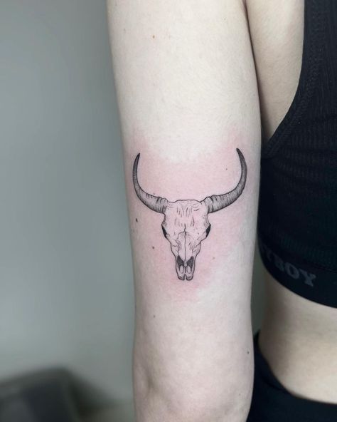 Longhorn ! #tattoo #tattoos #longhorn #fineline #finelinetattoo | Instagram Longhorn Tattoo Women, Longhorn Tattoos, Texas Longhorn Tattoo, Location Tattoo, Longhorn Tattoo, Grace Tattoos, State Tattoos, Elbow Tattoos, Fantasy Land