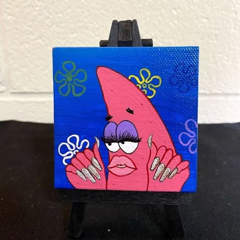 Sassy Patrick, Patrick Painting, Painting Spongebob, Spongebob Painting, Funny Paintings, Canvas Art Projects, Canvas Drawing, Simple Canvas Paintings, Cute Canvas Paintings