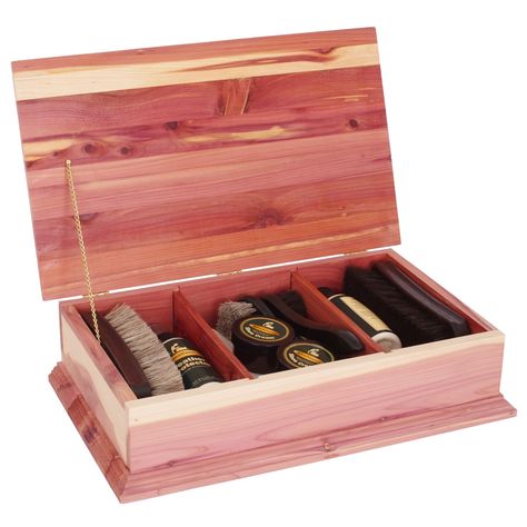 The Rochester Executive Shoe Care Kit is an elegant, handcrafted box of aromatic red cedar filled with everything needed to clean, shine, and protect shoes and fine leather accessories. Shoe Shine Kit, Boot Tree, Shoe Care Kit, How To Dye Shoes, Shoe Stretcher, Shoe Polish, Shoe Shine, Shoe Horn, Care Kit