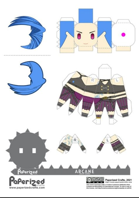 Arcane Diy Crafts, Arcane Jinx, Anime Paper, Pinterest Crafts, Paper Toys Template, Sock Crafts, Paper Doll Template, Bee And Puppycat, Papercraft Templates