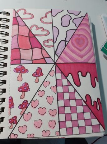 Drawing Ideas Aesthetic Easy Colorful, Cute Things To Draw In Your Notebook, Colourful Easy Drawings, Fun Things To Draw With Markers, Cute Drawing Patterns, Colorful Sharpie Drawings Ideas, Art Ideas Easy Aesthetic, Sketch Pad Drawings, Notebook Sketches Aesthetic