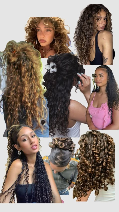 Pool Hairstyles For Curly Hair, Curly Hair Dos, High School Hairstyles, Hair References, Curly Styles, Quick Natural Hair Styles, Cute Curly Hairstyles, School Hair, Hair Things