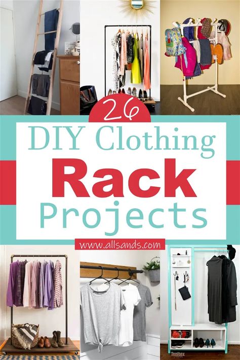 Space Saving Clothes Rack, Basement Clothes Hanging, Diy Clothes Hanging Rack Easy, Portable Hanging Clothes Rack, Clothes Racks Ideas, Hacks For Hanging Clothes, Diy Clothing Rack For Garage Sale, Diy Closet Ideas For Small Spaces Clothing Storage Hanging Racks, Diy Clothes Hanging Rack