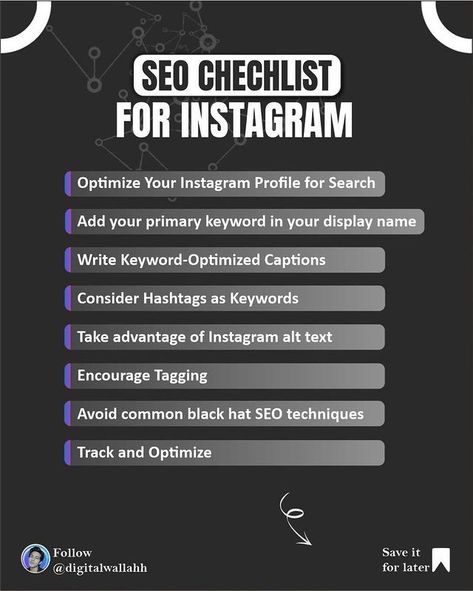 This is SEO checklist for Instagram, Instagram SEO tips, How do I increase SEO on Instagram Instagram Seo, Seo Checklist, Instagram Business Marketing, Youtube Ideas, Seo Basics, Engagement Strategies, Seo Keywords, Social Media Optimization, Seo Techniques