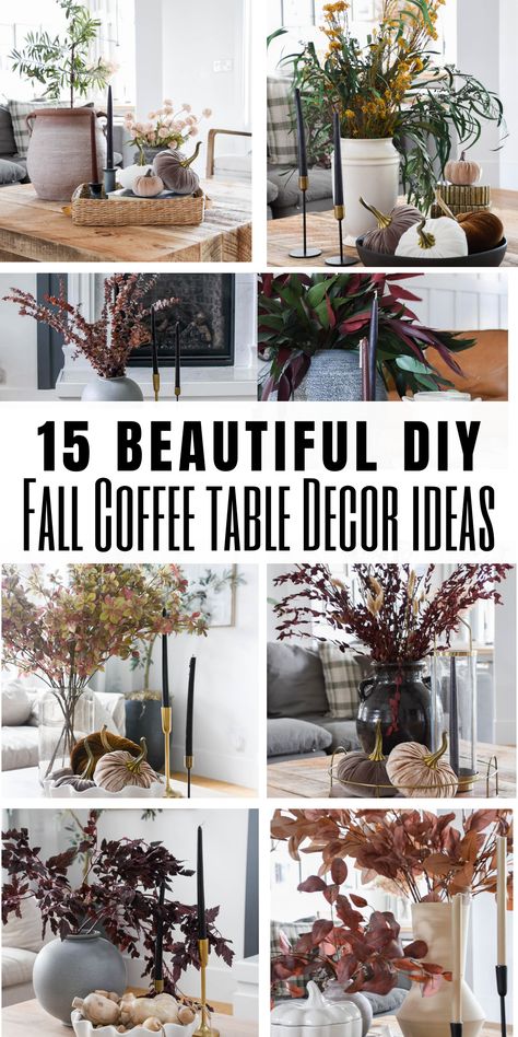 farmhouse fall coffee table decor Fall Coffee Table Decor Tray, Vintage Coffee Table Decor, Coffee Table Fall Decor, Table Staging, Try Square, Table Fall Decor, Fall Coffee Table Decor, Coffee Table Decor Ideas, Coffee Table Decor Tray