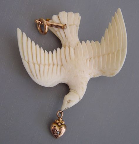 Victorian Memento Mori~ivory bird pendant. Memento Mori Jewelry Victorian, Memento Mori Victorian, Dove Pendant, Carved Pendant, Pendant Brooch, Bird Pendant, Noah's Ark, Bird Jewelry, Ancient Jewelry