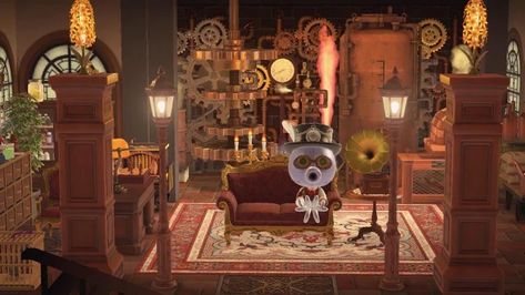 Acnh Train Station Design Code, Steampunk Animal Crossing, Acnh Steampunk, Acnh Spring, Ac Ideas, Steampunk Animals, Acnh Inspo, Industrial Revolution, Lancaster