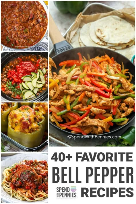 40 Bell Pepper Recipes Bell Peppers Recipes, Green Pepper Recipes, Pepper Dishes, Quick Casseroles, Vegetable Kabobs, Taco Soup Crock Pot, Stuffed Pepper Casserole, Pepper Recipe, Lasagna Ingredients