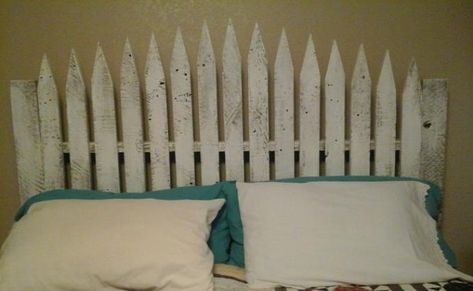 14 Picket Fence Headboard Plans for a Country Look | Guide Patterns Picket Fence Bed Frame, Picket Fence Headboard, Headboard Plans, Fence Headboard, Headboard Plan, Basement Room, Diy Headboards, Wooden Accessories, Queen Headboard