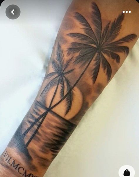 Jamaica Tattoo Ideas Men, Nadja Tattoo, Caribbean Tattoos, Florida Tattoo Ideas, Caribbean Tattoo Ideas, Harmony Tattoo, Beach Inspired Tattoos, Beach Tattoo Ideas, Half Sleeve Tattoos Forearm