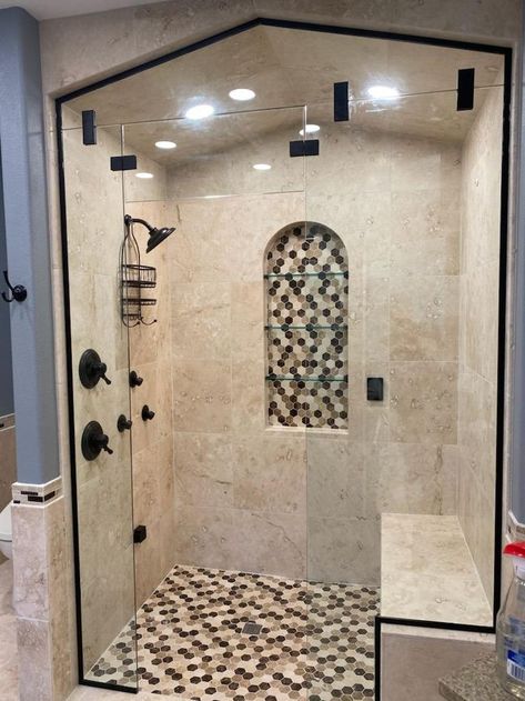 Master Bath Shower Ideas, Tiny Wet Room, Walk In Shower With Bench, Bath Shower Ideas, Shower With Bench, Walk In Shower Ideas, Master Bath Shower, Walk In Shower Designs, Walk In Showers