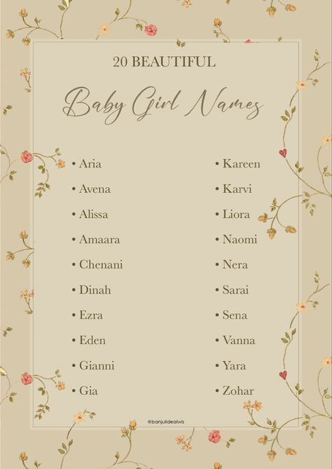 Girl names that I personally think are absolutely gracious ✨ Portuguese Names, Sims Names, Cute Pet Names, Oc Names, Strong Baby Names, Baby Storage, Best Character Names, Baby Name List