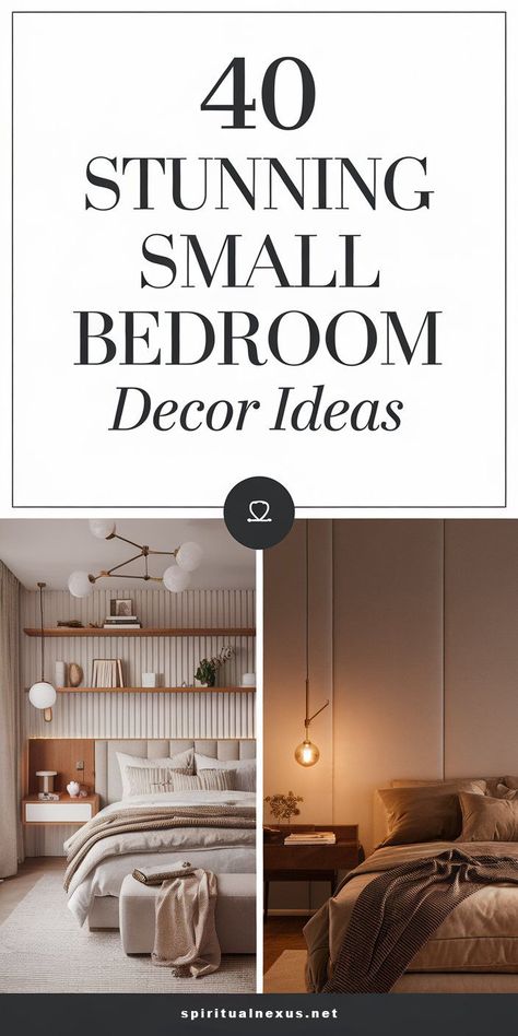 Need small space bedroom ideas? These tiny bedrooms decor tricks will help you make a small room look larger while keeping it stylish. Whether you're working on a tiny bedroom makeover or need extremely small bedroom ideas, these 40 stunning small bedroom decor ideas are perfect for you! #DecorIdeas #TinyBedroom #SpaceSaver Unique Small Bedroom Ideas, Small Main Bedroom, Tiny Bedroom Makeover, Luxury Small Bedroom, Decorate Small Bedroom, Elegant Small Bedroom, Extremely Small Bedroom, Extremely Small Bedroom Ideas, Small Space Bedroom Ideas