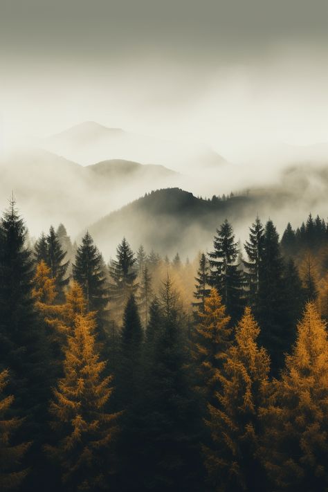 Foggy Pine forest in Autumn warm colors nel 2024 . #Nature #Lightroom_Edit #Autumn_Warm #Peaceful_Living