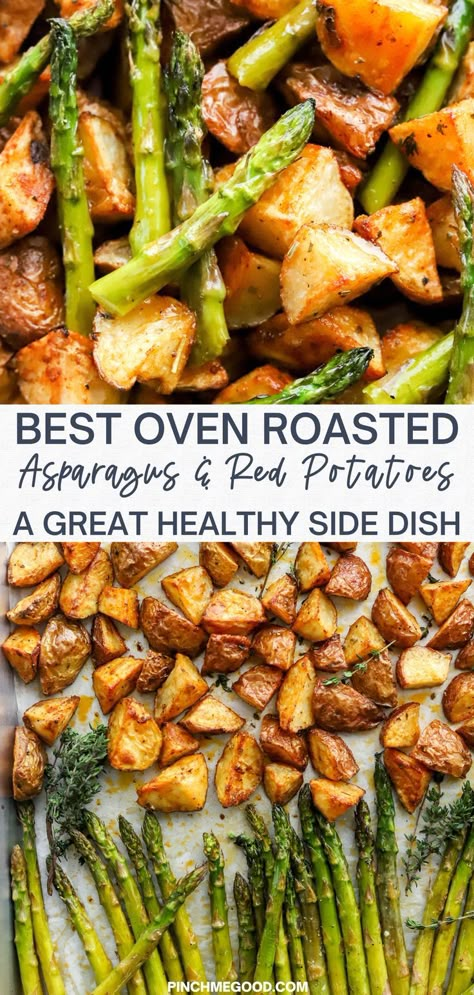 Best Oven Roasted Potatoes, Roasted Asparagus And Potatoes, Roasted Potatoes And Asparagus, Potato And Asparagus Recipe, Crispy Oven Roasted Potatoes, Asparagus And Potatoes, Asparagus Side, Potatoes And Asparagus, Easy Asparagus Recipes