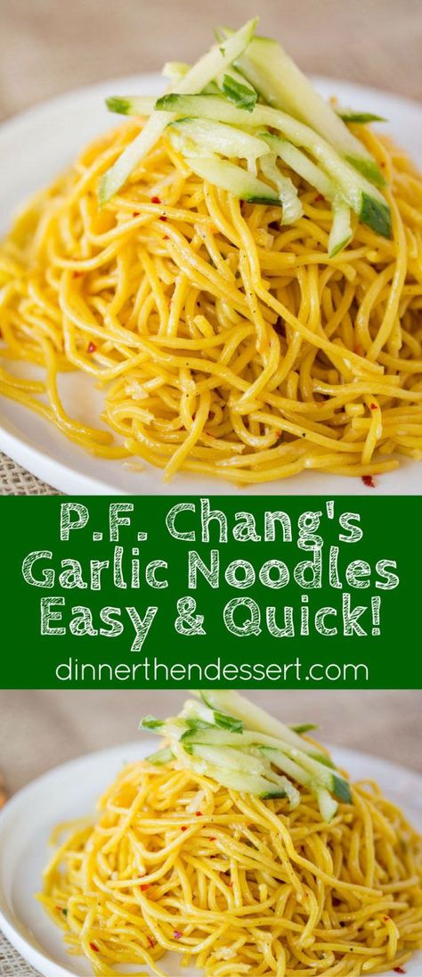 P.F. Chang's Garlic Noodles (Copycat) - Dinner, then Dessert Thai Garlic Noodles, Thai Garlic Noodles Recipe, Chinese Spaghetti Noodles, Garlicky Noodles, Fried Spaghetti Noodles, Chinese Spaghetti Recipes, Chinese Spaghetti, Pf Changs Chow Mein Recipe, Copycat Pf Changs Garlic Noodles