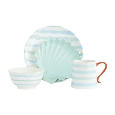 Ocean Sunrise, Seashells Patterns, Coastal White, Cool Color Palette, Ceramic Dinnerware Set, Stoneware Dinnerware Sets, Graham & Brown, Stoneware Dinnerware, Ceramic Dinnerware