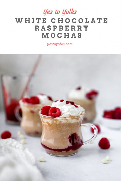 Raspberry Coffee, Nespresso Recipes, White Chocolate Sauce, Mocha Recipe, Coffee Treats, White Chocolate Mocha, Mocha Coffee, Raspberry Syrup, Coffee Syrup