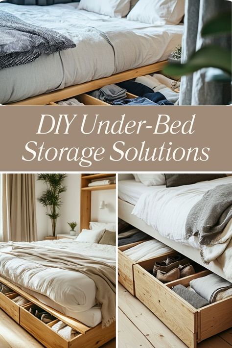 Maximize your space with DIY under-bed storage solutions! Perfect for keeping your home organized and clutter-free. #DIYStorage #SpaceSaving #HomeOrganization Diy Under Bed Storage, Diy Storage Under Bed, Under Bed Storage Ideas, Bed Storage Ideas, Storage Under Bed, Couch Storage, Under Bed Organization, Diy Storage Bed, Smaller Homes