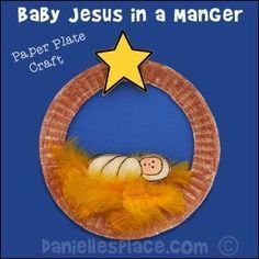 Jesus In A Manger, Jesus Crafts, Paper Plate Craft, Christmas Preschool, Christmas Crafts For Toddlers, Preschool Christmas Crafts, Christian Crafts, Nativity Crafts, Church Crafts