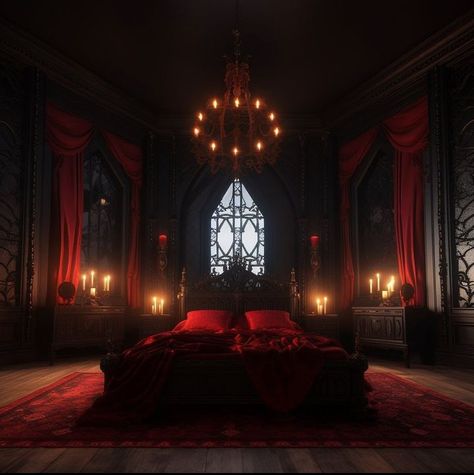 Hades Castle, Fantasy Beds, Vampire Bedroom, Vampire Room, Castle House Design, Gothic Decor Bedroom, Castle Rooms, Gothic Bedroom, Victorian Home Decor