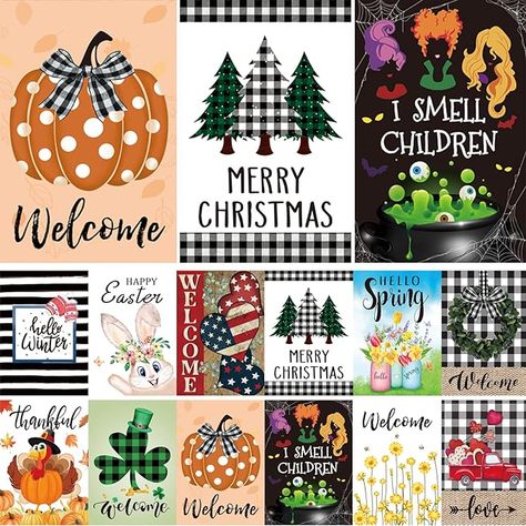 Amazon.com : Seasonal Garden Flags Set of 12 Double Sided 12 x 18 Inch Yard Flags,small garden flags for outside, Christmas Spring Seasonal Flags for Outdoor Decorations,Holiday Garden Flags for All Seasons : Patio, Lawn & Garden Summer Garden Flags, Halloween Garden Flag, Fall Garden Flag, Easter Garden, Merry Christmas Love, Small Flags, Christmas Garden Flag, Garden Flag Stand, Rustic Centerpieces