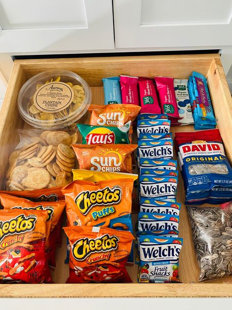 Snack Drawer In Office, Snacks For Snack Drawer, Organized Snack Drawer, Work Snack Drawer Ideas, Aesthetic Snack Drawer, Teacher Snack Drawer, Snack Stash In Bedroom Aesthetic, Snack Drawer Organization Bedroom, Snack Drawer Aesthetic