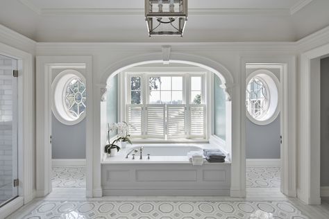 Stone Georgian Townhouse — Charles Hilton Architects Arch Over Tub, Built In Master Bathtub, Built In Tubs Master Bath, Bathtub Built In, Built In Soaker Tub, Built In Bathtub Tub Surround, Built In Tub Master Bath, Bath Tub Design, Built In Tub