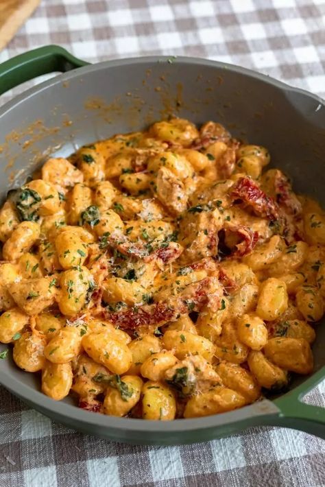 Marry Me Chicken and Gnocchi Recipe | The Feedfeed Cajun Chicken Gnocchi, Marry Me Gnocchi, Marry Me Chicken Gnocchi, Gnocci Meals With Chicken, Sweet Potato Gnocchi Meal, Spicy Gnocchi Recipes, Cheesy Gnocchi Recipes, Shrimp Gnocchi Recipes, Gnocci Meals Gnocchi Recipes