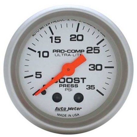 Auto Meter 4304 2IN Boost, 0-35 Psi, Mech, Multicolor Autometer Gauges, Incandescent Lighting, Pressure Gauge, Air Pressure, Mechanical Movement, Vehicle Gauge, Performance Parts, Tattoos, Red