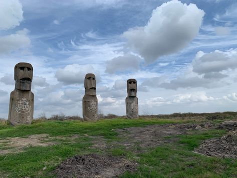 Roadside Oddity: The Easter Island Heads of Victoria | Texas Highways Victoria Texas, Easter Island Heads, Riverside Park, Texas City, Weekend Activities, Victoria Park, Easter Island, Roadside Attractions, Construction Worker