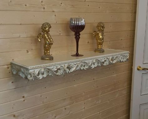 Victorian Wall Shelves, Indian Entryway Decor, Vibe Bedroom, Antique Shelves, Victorian Wall, Wooden Console Table, Wall Shelves Design, Home Altar, Home Entrance Decor