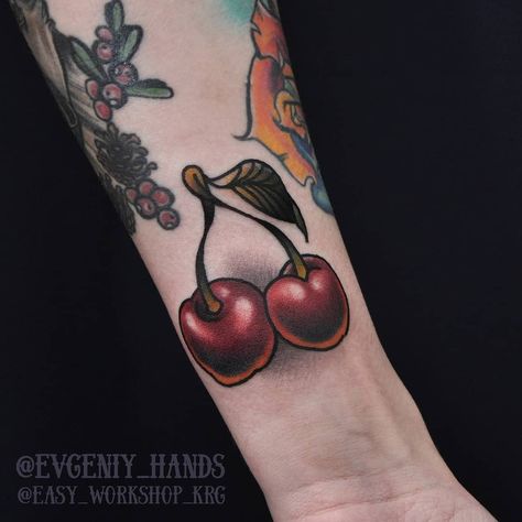 #tattoo #tattooing #cherrytattoo #neotraditionaltattoo #neotradtattoo Cherry Tattoo, Neo Trad Tattoo, Cherry Tattoos, Branch Tattoo, Vine Tattoos, Classic Tattoo, Botanical Collection, Real Tattoo, Forearm Tattoos