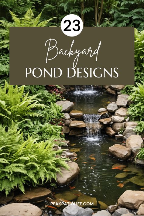 Create a tranquil escape in your backyard with 23 inspiring pond designs. From natural to modern, find the perfect water feature for your garden. Terraced Water Feature, Small Swimming Pond, Small Backyard Pond Ideas Diy, Small Backyard Waterfall, Pond Landscaping Ideas Large, Natural Pond Landscaping, Farm Pond Landscaping, Small Backyard Water Feature, Small Ponds With Waterfall