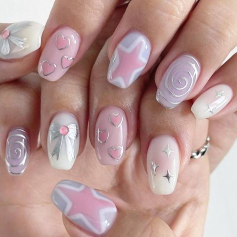 Elegant Nail Art, Hello Nails, Hippie Nails, Her Nails, Pretty Gel Nails, Really Cute Nails, Nail Sets, Soft Nails, Kawaii Nails