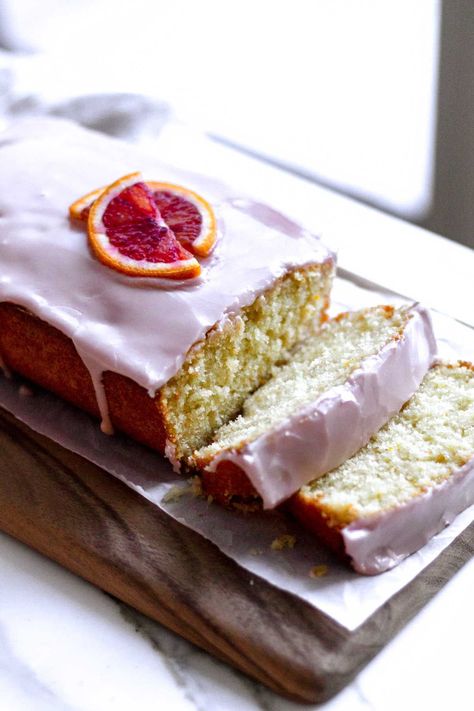 With zesty orange flavor and a bright pink blood orange glaze, this blood orange pound cake brightens up winter days - and it is so easy to make! Blood Orange Dessert, Blood Orange Recipes, Orange Pound Cake, Pink Blood, Types Of Desserts, Easy Chocolate Chip Cookies, Orange Glaze, Warm Cake, Cookie Cups