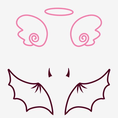 Devil Wings Drawing, Wings Template, Angel Wings Pictures, Cartoon Wings, Bisexual Wallpaper, Angel Png, Halo Tattoo, Devil Wings, Angel Clipart