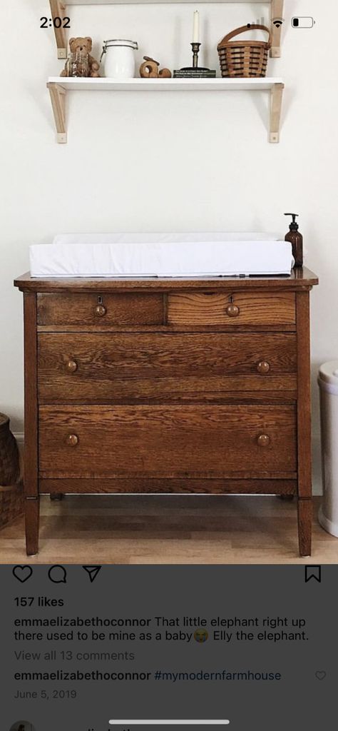 Antique Baby Changing Table, Dark Wood Changing Table, Vintage Dresser Changing Table, Vintage Bee Nursery, Antique Dresser Nursery, Dark Wood Baby Nursery, Cherry Wood Nursery, Sienna Nursery, Nursery Dark Wood