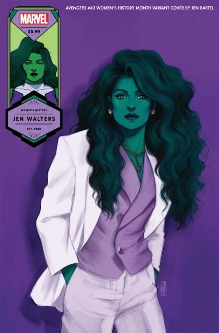 Publisher Description: Emma Frost, She-Hulk, Patsy Walker, and Silk get the spotlight in first set of "Women's History Month" variant covers coming from Marvel Comics in March. In honor of Women’s History Month, the women of Marvel will be celebrated in an all-new variant cover collection by artist Jen Bartel. The Eisner award-winning artis Jen Bartel, Avengers Women, Red She Hulk, Jennifer Walters, Female Hero, Variant Covers, Marvel Entertainment, Spider Woman, Marvel Comics Art