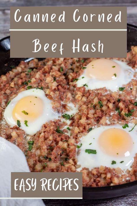 Here's how to cook canned corned beef hash perfectly using the air fryer, stovetop, oven, or even the microwave! I'm going to show you all of the best methods for cooking this tasty dish as well as some tips and tricks! Once you see how easy it is to make, you'll be able to enjoy canned corned beef hash whenever you like! BakeItWithLove.com #bakeitwithlove #howto #cornedbeefhash #hash #cooking #guide Canned Corned Beef Recipes, Corned Beef Hash Canned, Corned Beef Hash Casserole, Canned Corned Beef Recipe, Boyfriend Breakfast, Roast Beef Hash, Corned Beef Hash Breakfast, Corn Beef Hash, Beef Hash Recipe