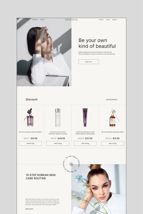 Cosmetic Website Design, Online Store Web Design, Website Page Design, Cosmetic Website, Identity Aesthetic, Makeup Marketing, Skincare Website, Typography Website, Cosmetic Web