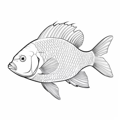 Dessin Au Trait Détaillé De Poisson Sur L'illustration Vectorielle De Fond Blanc | Photo Premium Fish Outline Drawing, Fish Line Drawing, Sea Drawings, Fish Line Art, Under The Sea Drawings, Fish Outline, Fish Sketch, Sea Drawing, Premium Photo