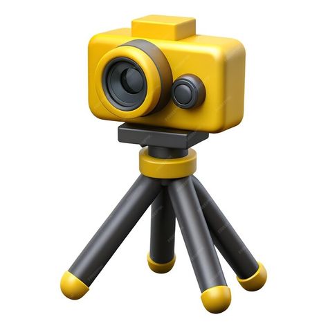 Premium Photo | Tripod camera yellow and black icon 3D Stylized 3d, 3d Blender, Black Icon, Photo Camera, 3d Icons, Yellow And Black, Premium Photo, 3d Objects, Yellow Black