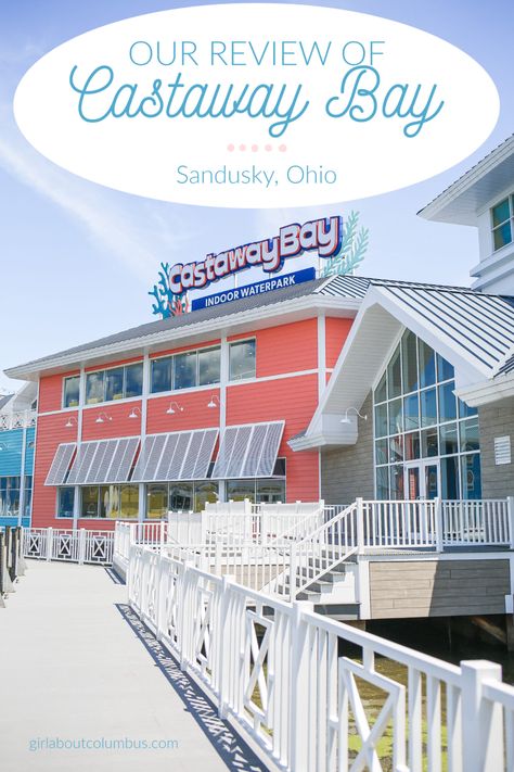 Sharing our honest review of Castaway Bay, an indoor waterpark resort near Cedar Point in Sandusky, Ohio. #castawaybay #ohio #vacation Castaway Bay Sandusky Ohio, Bay Village Ohio, Waterpark Resort, Pool Basketball, Sandusky Ohio, Wave Pool, Indoor Waterpark, Cedar Point, Mom Stuff