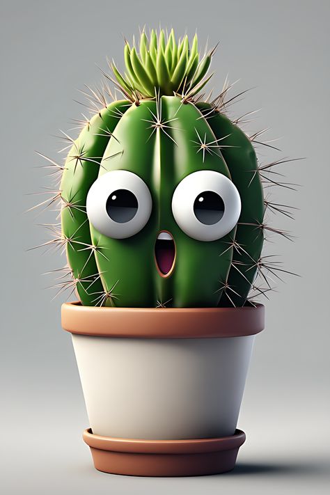 Funny adorable small cactus child baby cartoonish with eyes and hands in a pot Cactus Cookies, Cactus Funny, Cactus Cartoon, Cactus Man, Funny Cactus, Small Cactus, Child Baby, Funny Images, Flower Pots