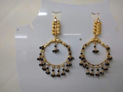 Light Weight Black Beads Gold, Black Beads Earrings Gold, Black Bead Earrings Gold, Black Beads Earrings Indian Gold, Black Beads Ear Rings Gold, Black Beads Earrings, Hanging Earrings Gold, Black Beaded Earrings, Rings Light