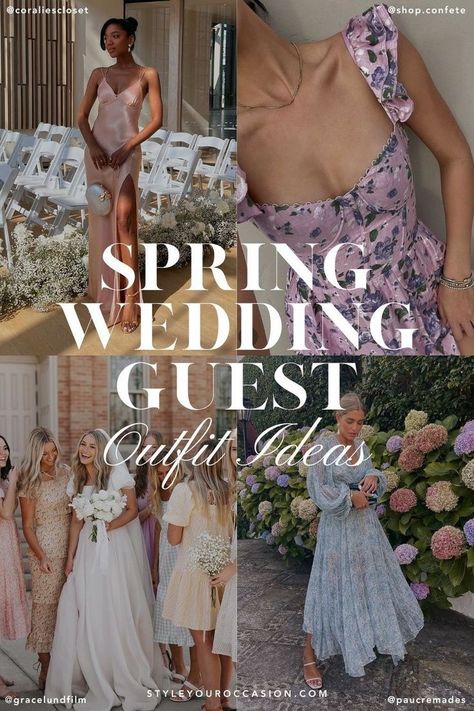 Searching for 2024 spring wedding guest outfit ideas? You’ll love this list of classy chic options whether you want a casual look, formal or semi-formal ensemble, or simple spring wedding guest dress. Get stylish outfits inspo for petite to plus size (& over 40 options too)! Stylish Outfits For Wedding, Simple Spring Wedding, Chic Spring Wedding, Spring Wedding Guest Outfit, Spring Wedding Guest Attire, Semi Formal Wedding Attire, Classy Wedding Guest Dresses, Spring Cocktail Dress, Garden Wedding Dress Guest